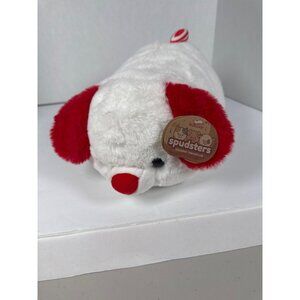 Aurora Spudsters Candy Cane Pup Plush NWT Red White Christmas Dog
